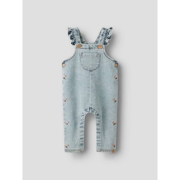 Lil' Atelier - Overall - Darlee - Medium Blue Denim Flower Embroidery