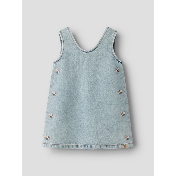 Lil' Atelier - Spencer Kjole - Darlee - Medium Blue Denim Flower Embroidery