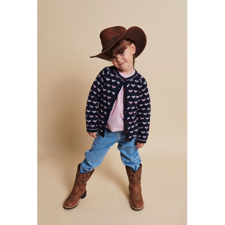 Copenhagen Colors - Cardigan - Merino Heart - Navy Bubblegum Combi - Billede 2