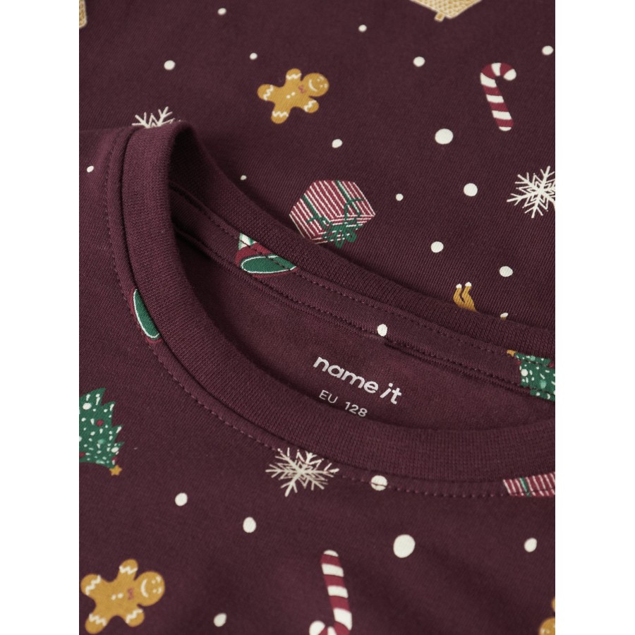 Name It - Julenattøj - Vismas - Burgundy Xmas AOP - Billede 4