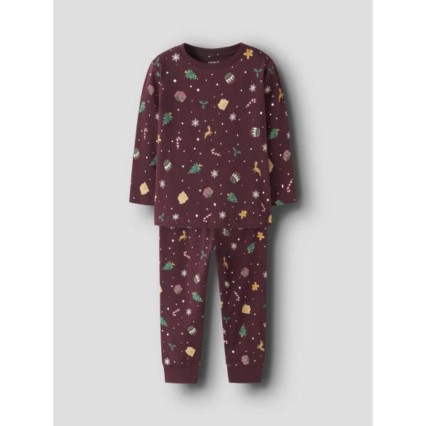 Name It - Julenattøj - Mini - Vismas - Burgundy Xmas AOP