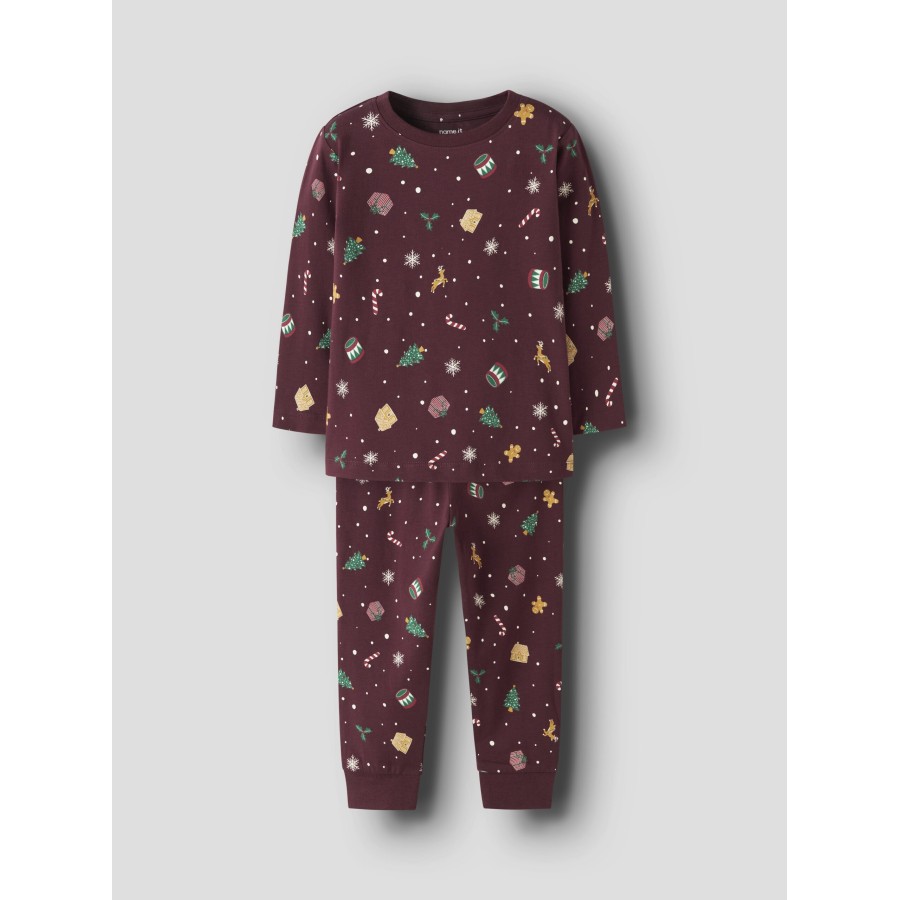 Name It - Julenattøj - Mini - Vismas - Burgundy Xmas AOP