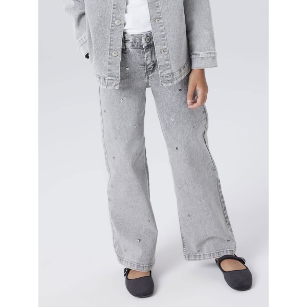Name It - Jeans - Rose Wide - Light Grey Denim Heart Stud