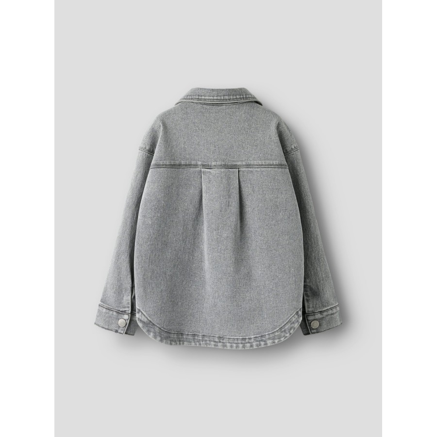 Name It - Overskjorte - Everlyn - Light Grey Denim Heart Stud - Billede 3