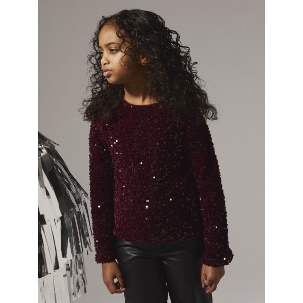 Name It - Bluse - Rusitta - Burgundy Black Bow