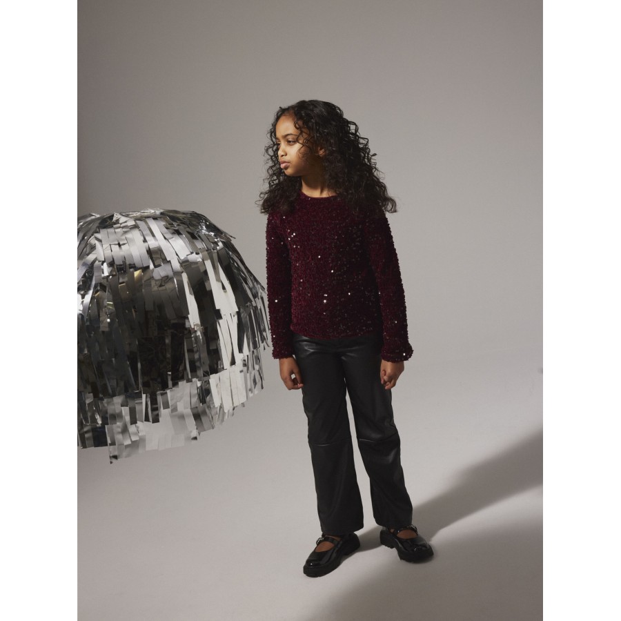 Name It - Bluse - Rusitta - Burgundy Black Bow - Billede 5