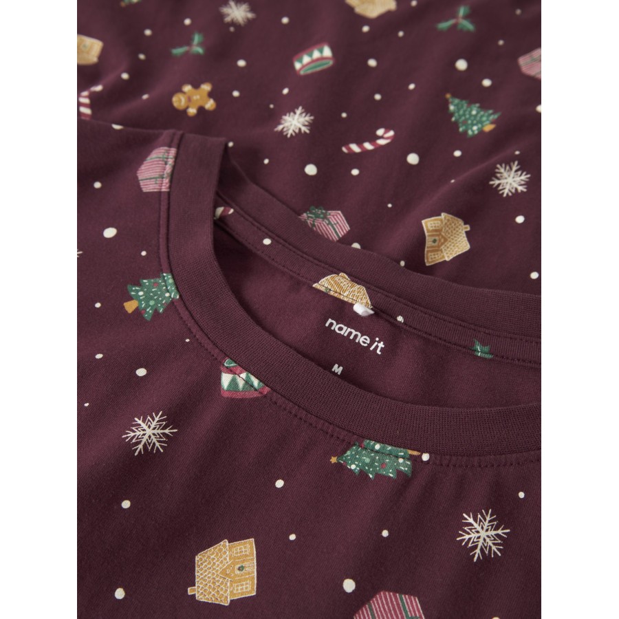 Name It - Voksen julenattøj - Vismas - Burgundy Xmas AOP - Billede 3