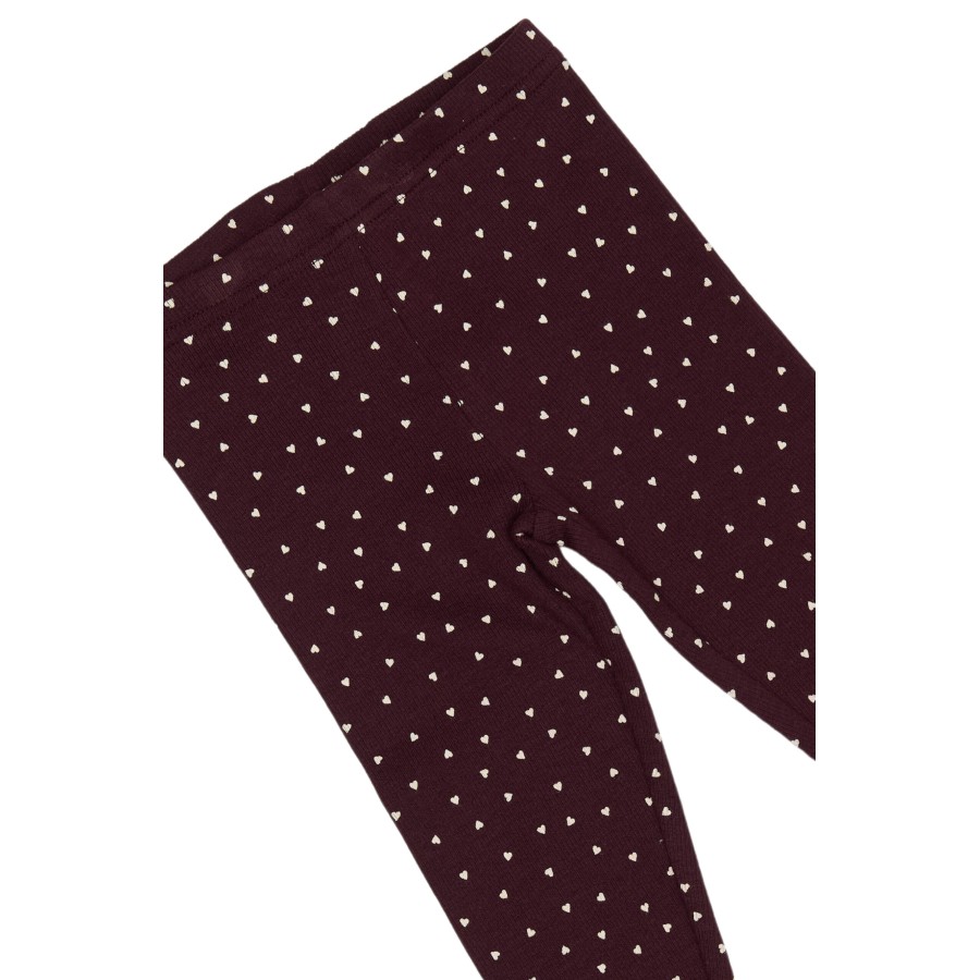 Petit Piao - Leggings - Modal Heart Rib - Dark Grape White - Billede 3