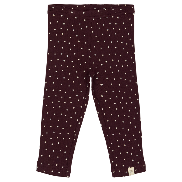 Petit Piao - Leggings - Modal Heart Rib - Dark Grape White
