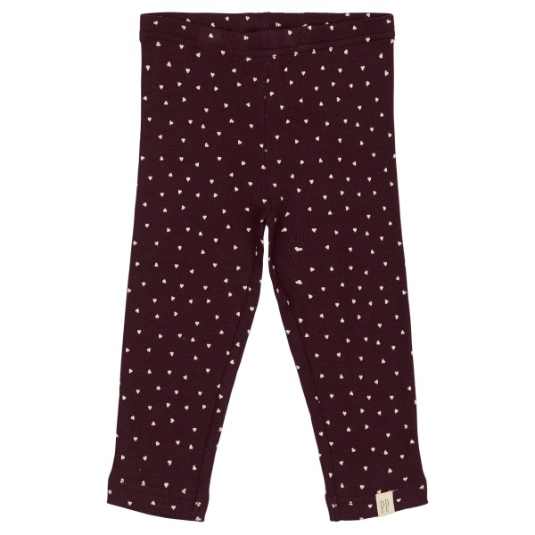 Petit Piao - Leggings - Modal Heart Rib - Dark Grape White
