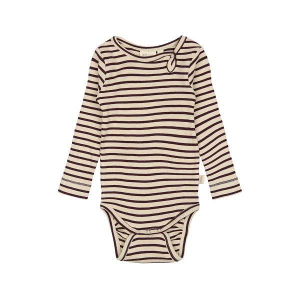 Petit Piao - Body - Modal Rib Striped - Dark Grape Off White