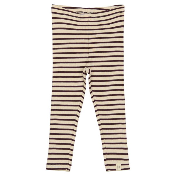 Petit Piao - Leggings - Modal Rib Striped - Dark Grape Off White