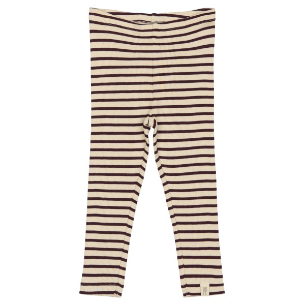 Petit Piao - Leggings - Modal Rib Striped - Dark Grape Off White