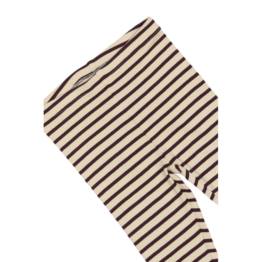 Petit Piao - Leggings - Modal Rib Striped - Dark Grape Off White - Billede 3