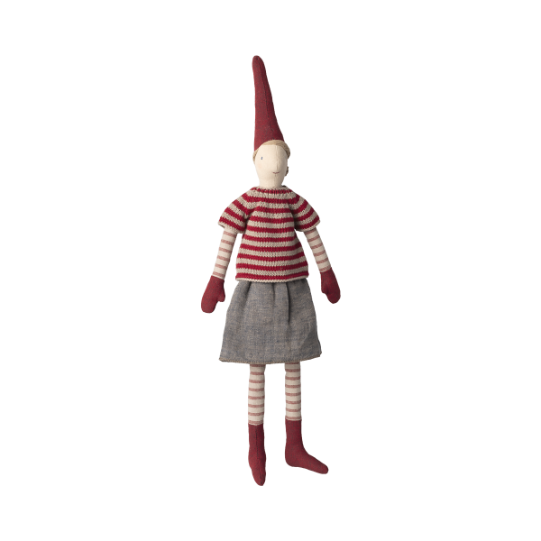 Maileg - Pixy Nisse - Str. 3 - Pige Nederdel og Strikket Sweater