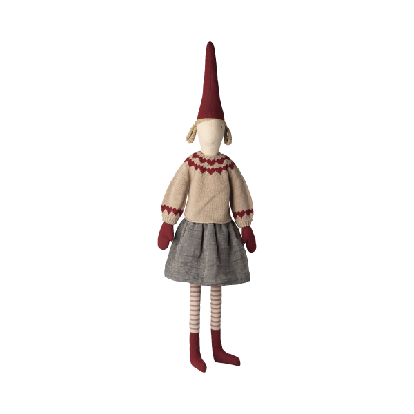 Maileg - Pixy Nisse - Str. 6 - Pige Nederdel og Strikket Sweater