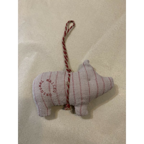 Maileg - Juleophæng - Stof Gris - Striber