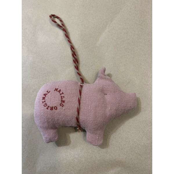 Maileg - Juleophæng - Stof Gris - Lyserød