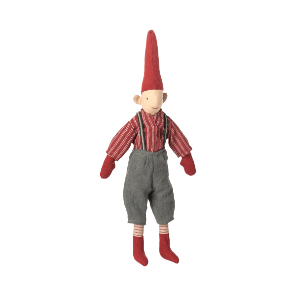 Maileg - Pixy Nisse - Str. 2 - Dreng Rød Skjorte