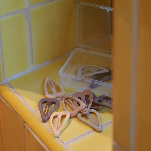 By Stær - 10-pak Hårspænder - Snap Hjerte - Brun Mix