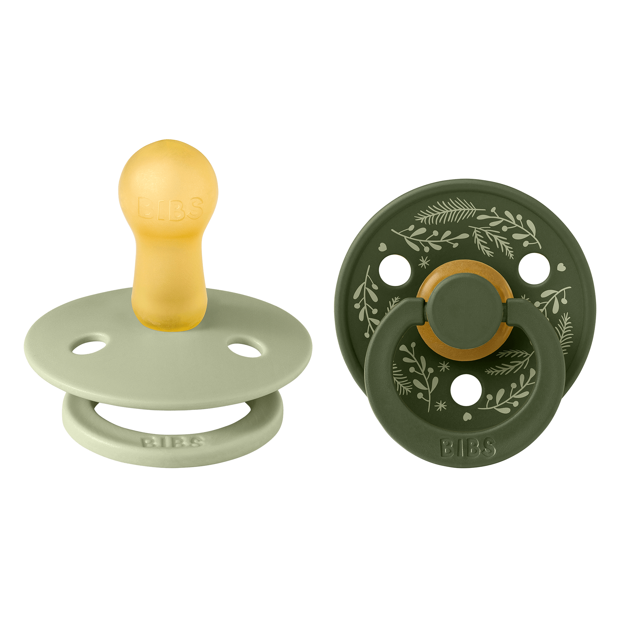 Bibs - 2-pak - Sut - Rund - Latex - Holiday Leaf - Sage Hunter Green - Billede 2