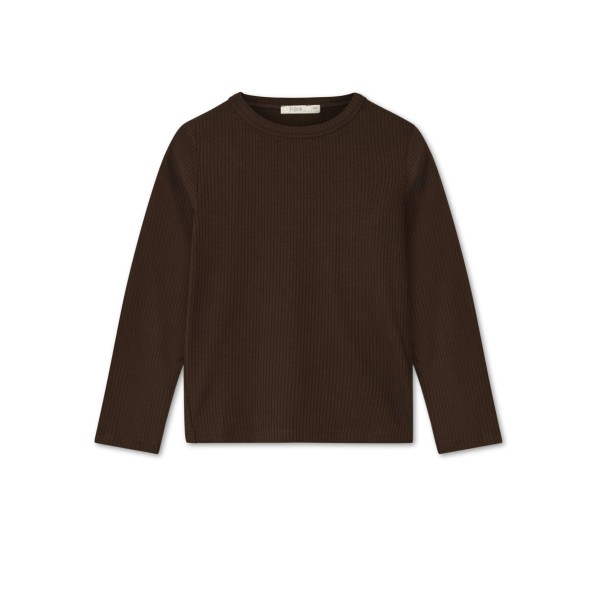 Mørkebrun rib bluse