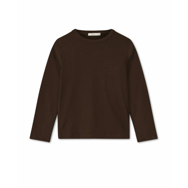Mørkebrun rib bluse