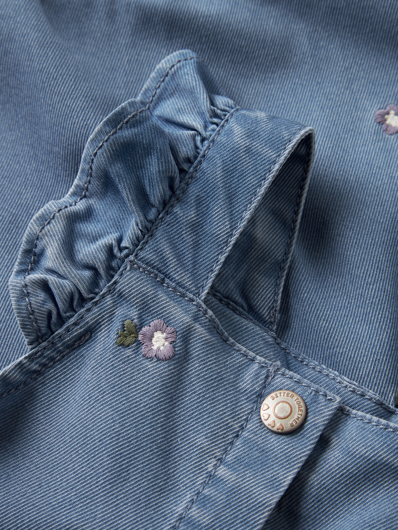 Name It - Overall - Sage - Denim Blue Flower - Billede 2