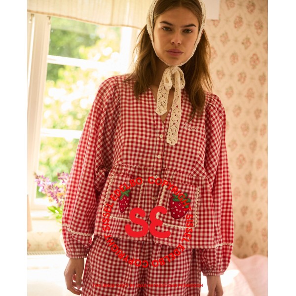 Rød ternet top fra Sissel Edelbo