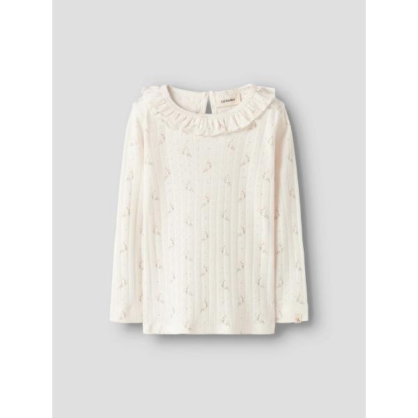 Bluse med flæsekrave