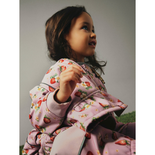 Softshell jakke med jordbærprint