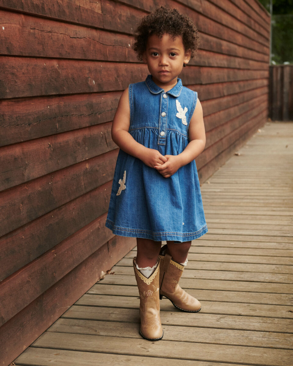 Copenhagen Colors - Denim Kjole - Crochet Doves - Indigo Blue Washed - Billede 8