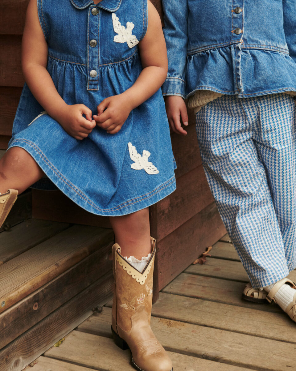 Copenhagen Colors - Denim Kjole - Crochet Doves - Indigo Blue Washed - Billede 7