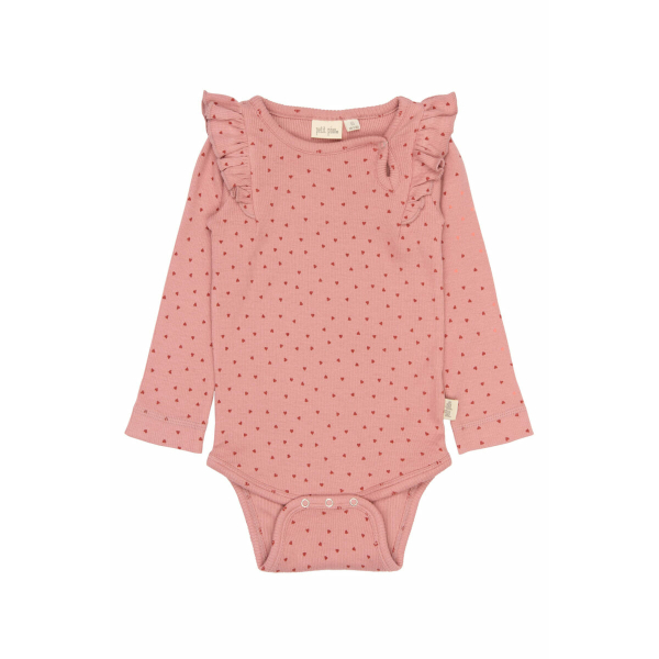 Petit Piao body rosa med hjerter