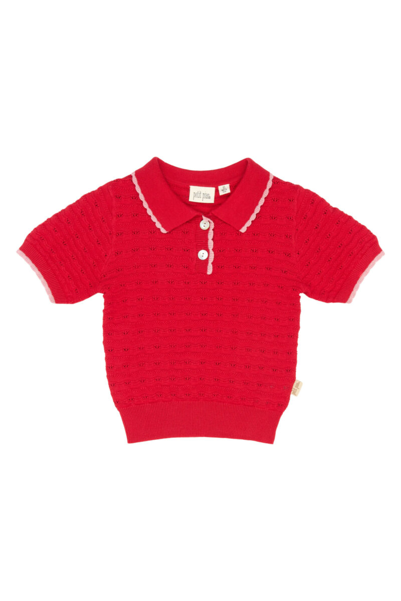 Petit Piao kortærmet rød strik