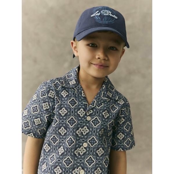 Les Deux blå mønstret kortærmet skjorte