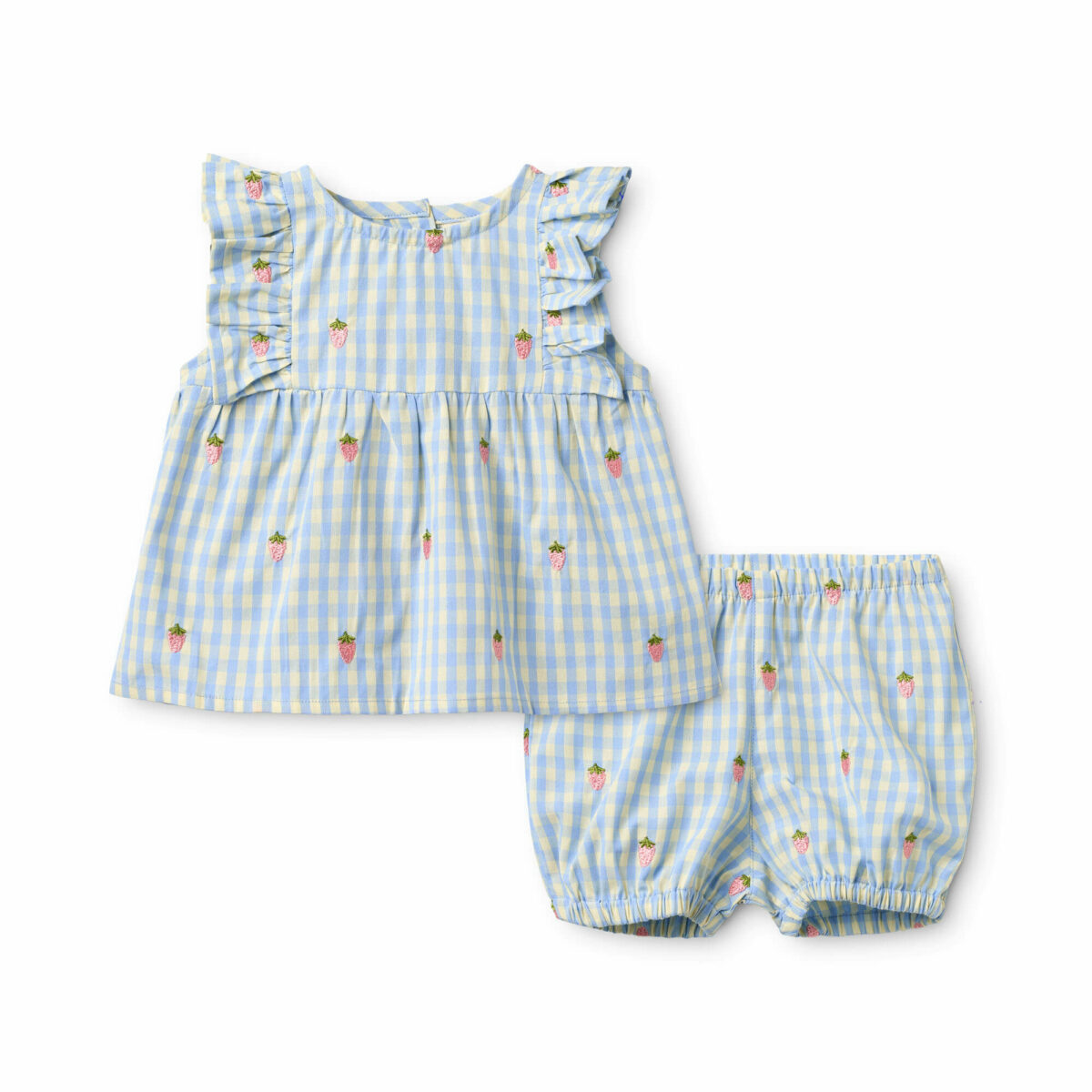 Flöss - Babysæt m. top og bloomers - Mille - Sky Berry Gingham - Billede 2
