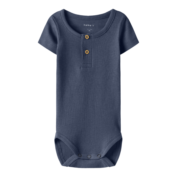 Kortærmet mørkeblå rib body