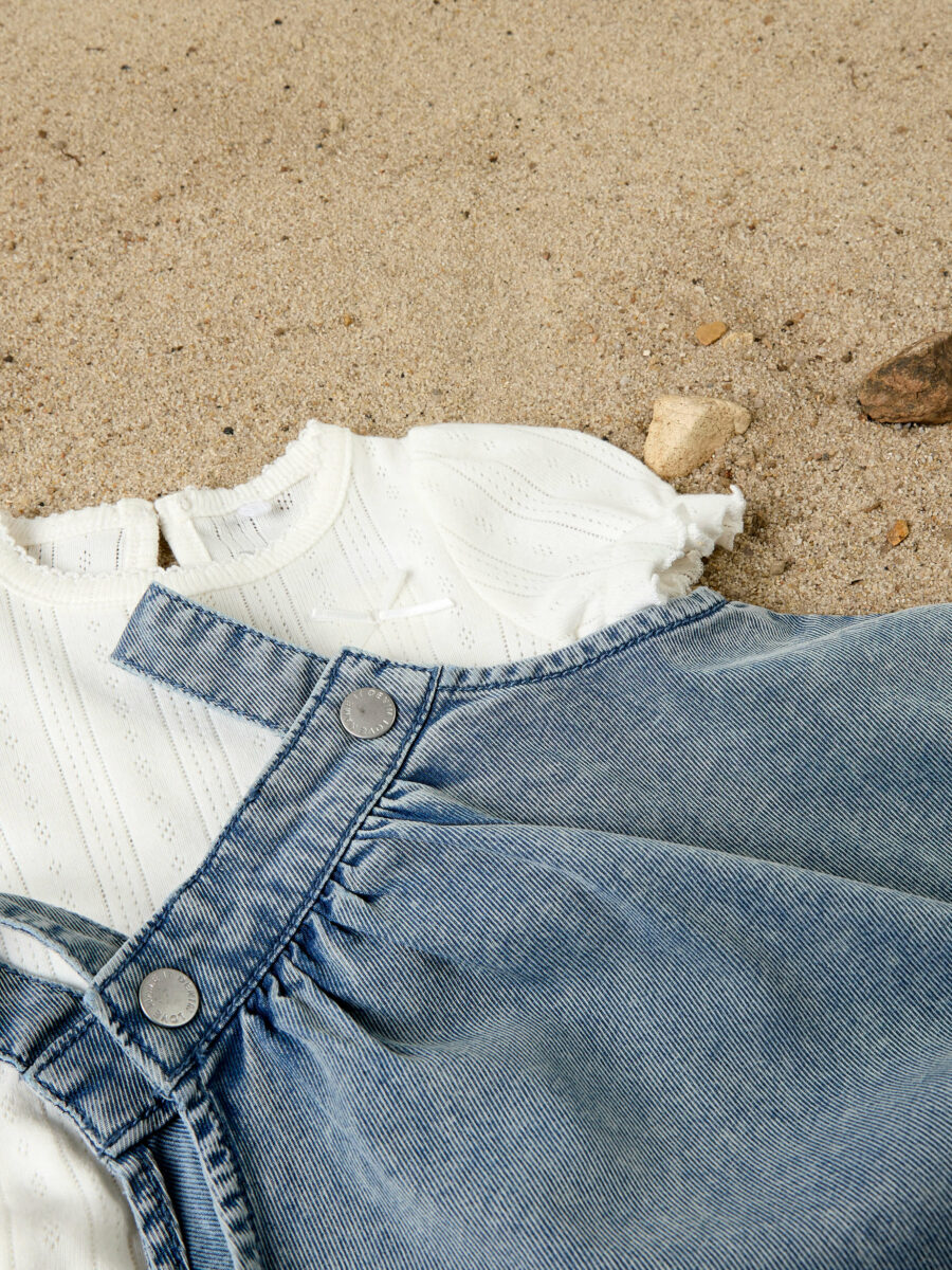 Name It - Spencer Kjole - Flora - Light Blue Denim Embroidery - Billede 4