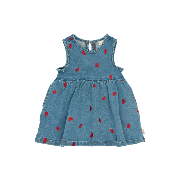 Petit Piao denim kjole med hjerter