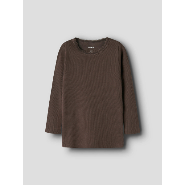 Brun rib bluse til piger