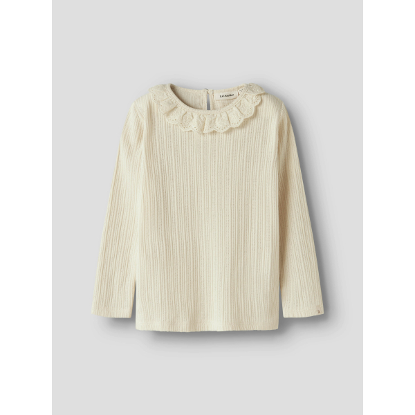 Bluse med blondekrave