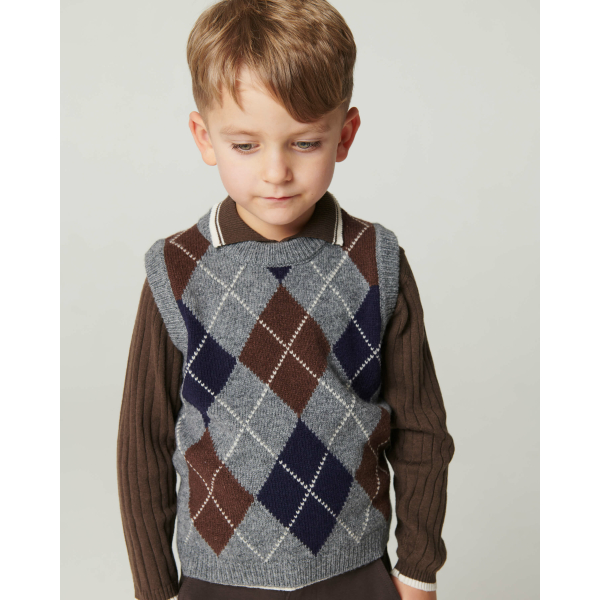 Copenhagen Colors - Strik Vest - Argyle - Navy Combi