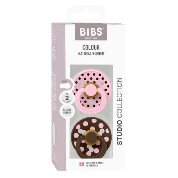 Bibs - 2-pak - Sut - Rund - Latex - Polka Baby Pink Mocha