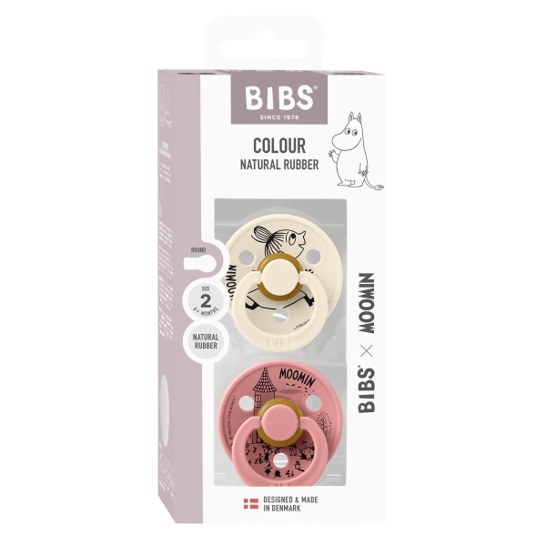 Bibs - 2-pak - Sut - Rund - Latex - Moomin Little My - Ivory Dusty Pink