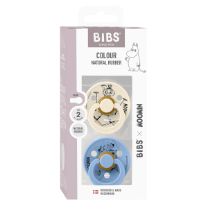 Bibs - 2-pak - Sut - Rund - Latex - Moomin Mymble - Ivory Sky Blue