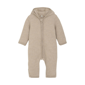 Huttelihut - Fleece Køredragt m. ører - Uld - Camel Melange