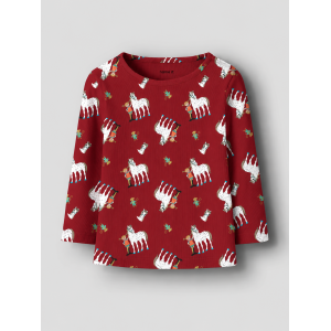 Name It - Rib bluse - Okka Pippi - Red Dahlia