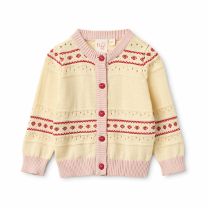 Flöss - Cardigan - Lelou - Soft White Berry Stripe