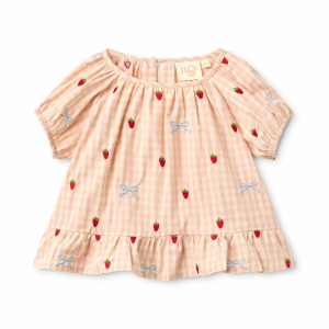 Flöss - Kortærmet top - Dolly Bow - Berry Bow Gingham